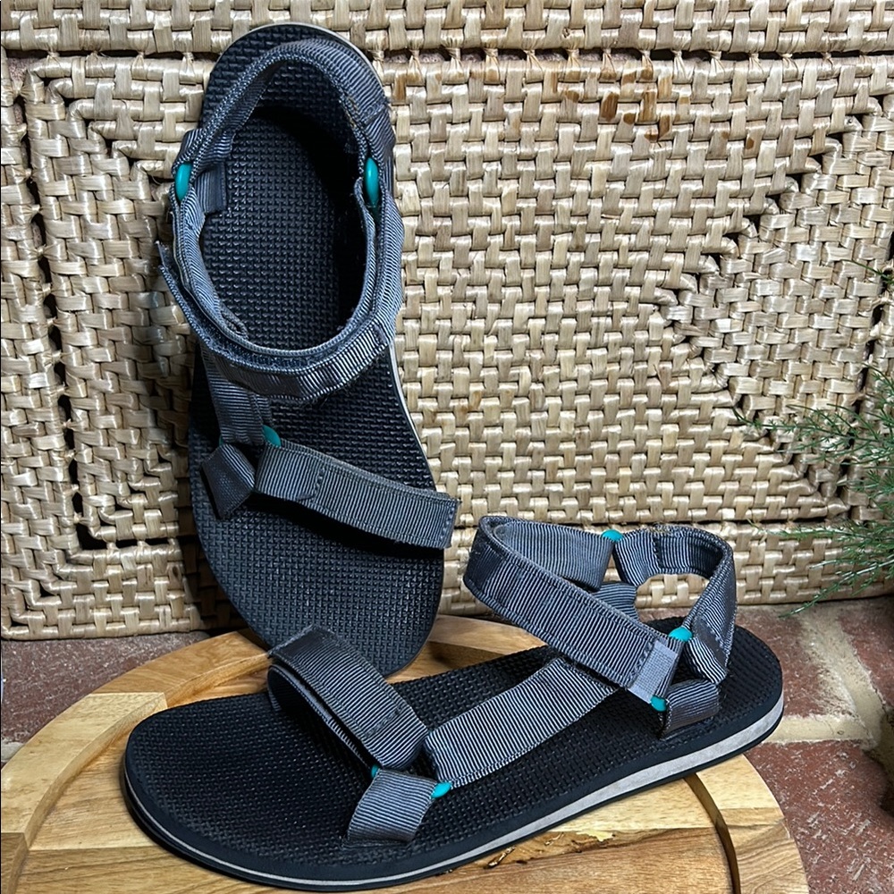 Teva Black and Gray And Teal Outdoor Sandals with Adjustable Straps